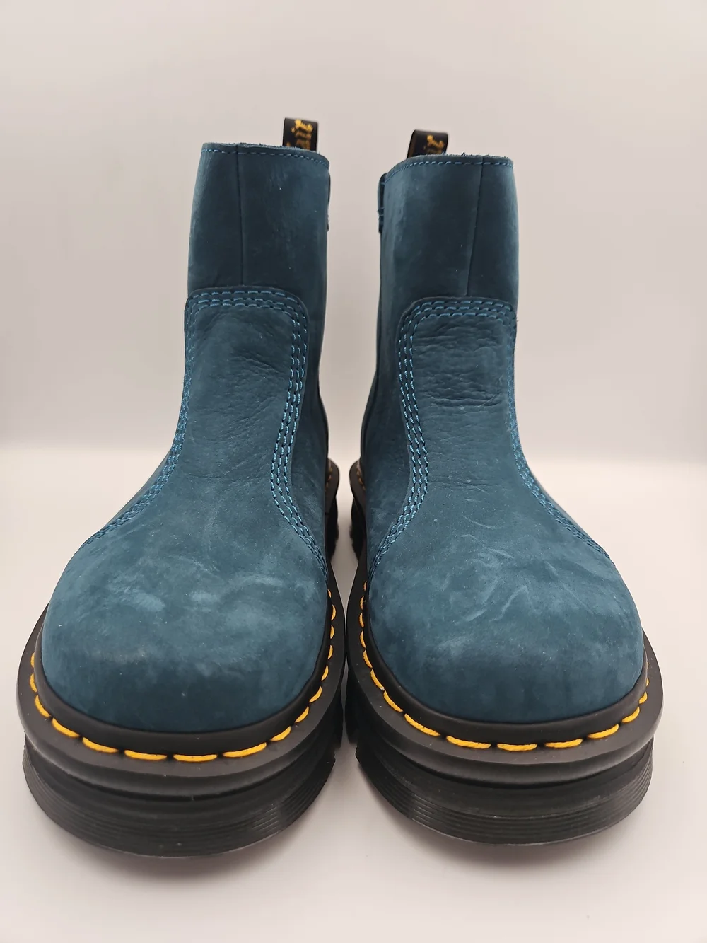 Dr. Martens Teal Leather Platform Ankle Boots